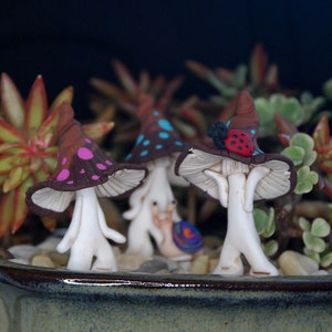 Fairy Garden Polymer Clay Mushroom Men