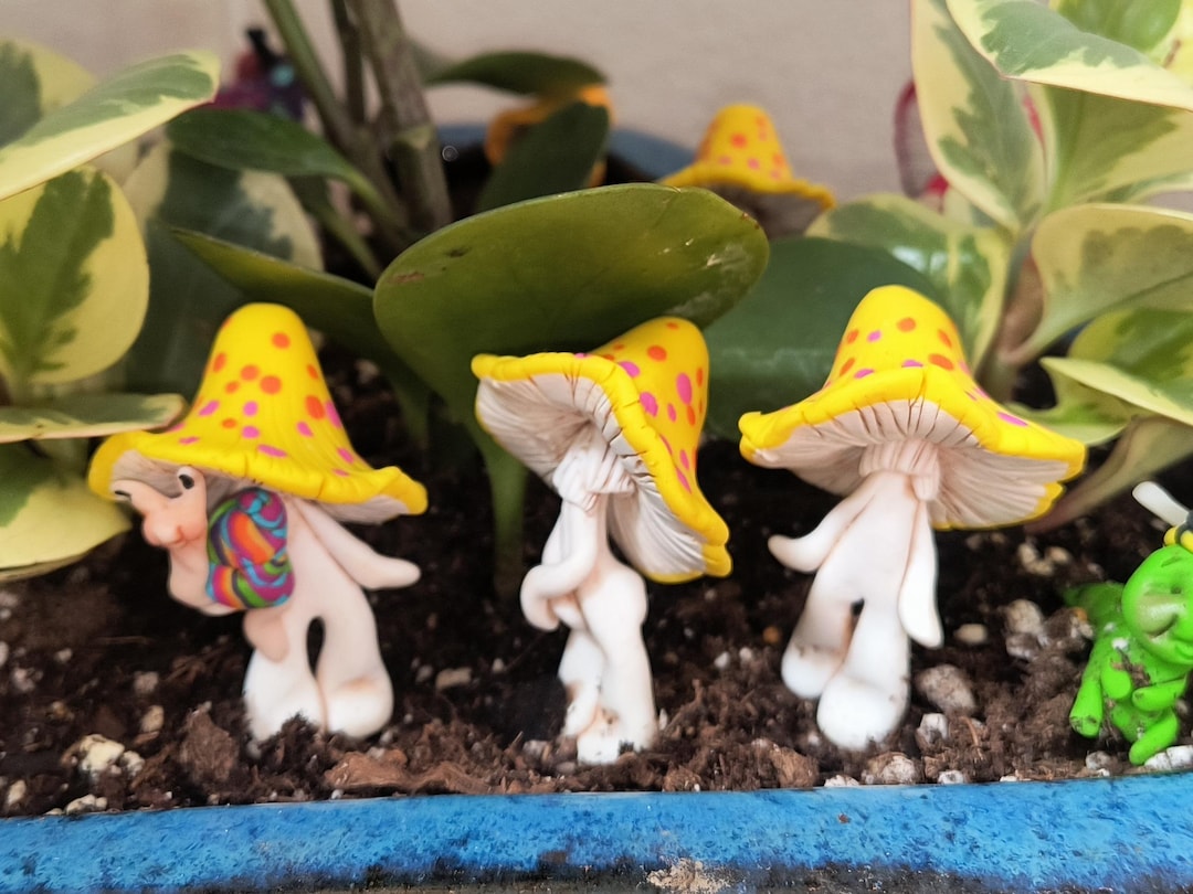 Polymer Clay Mushroom Garden Decor: Miniature Fairy Garden Gnome - Etsy