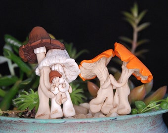 Fairy Garden polymer clay Mushroom Family figurines