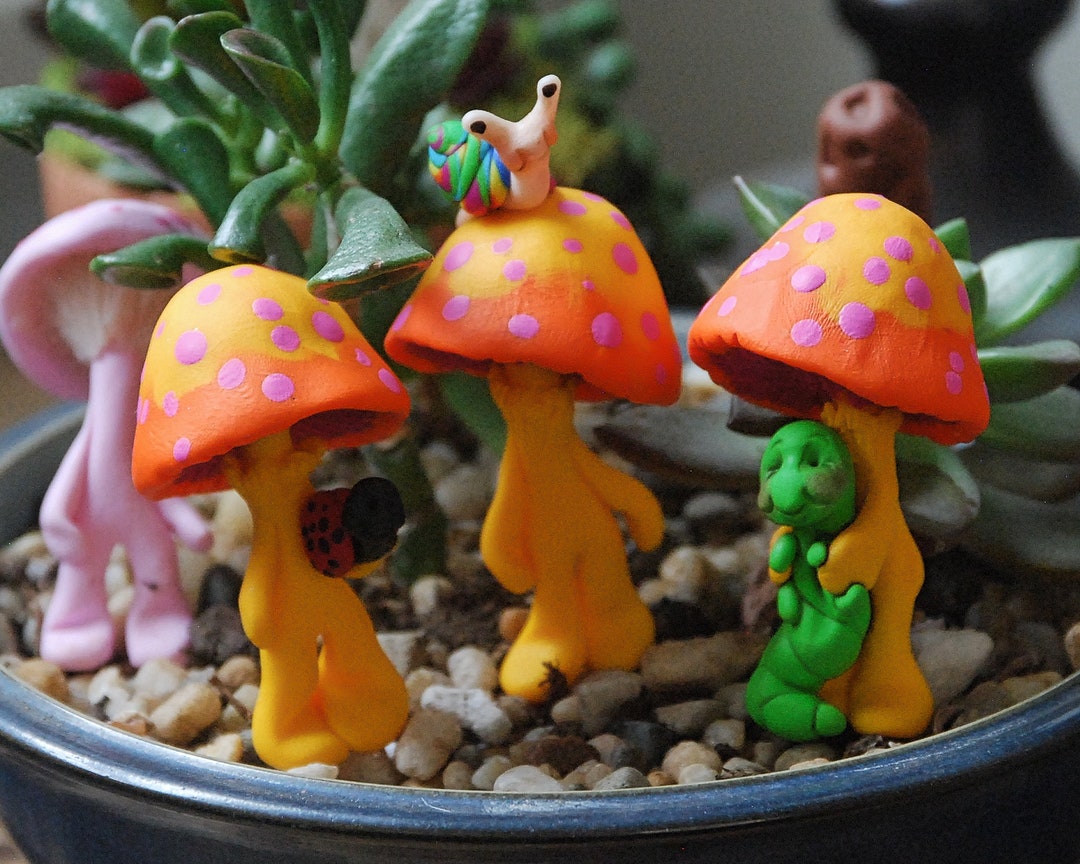 Polymer Clay Mushroom Man, Fairy Garden Decor - Etsy
