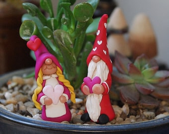 Sculpted Whimsical Valentine's Day Gnomes to add a little cheer to your flower garden