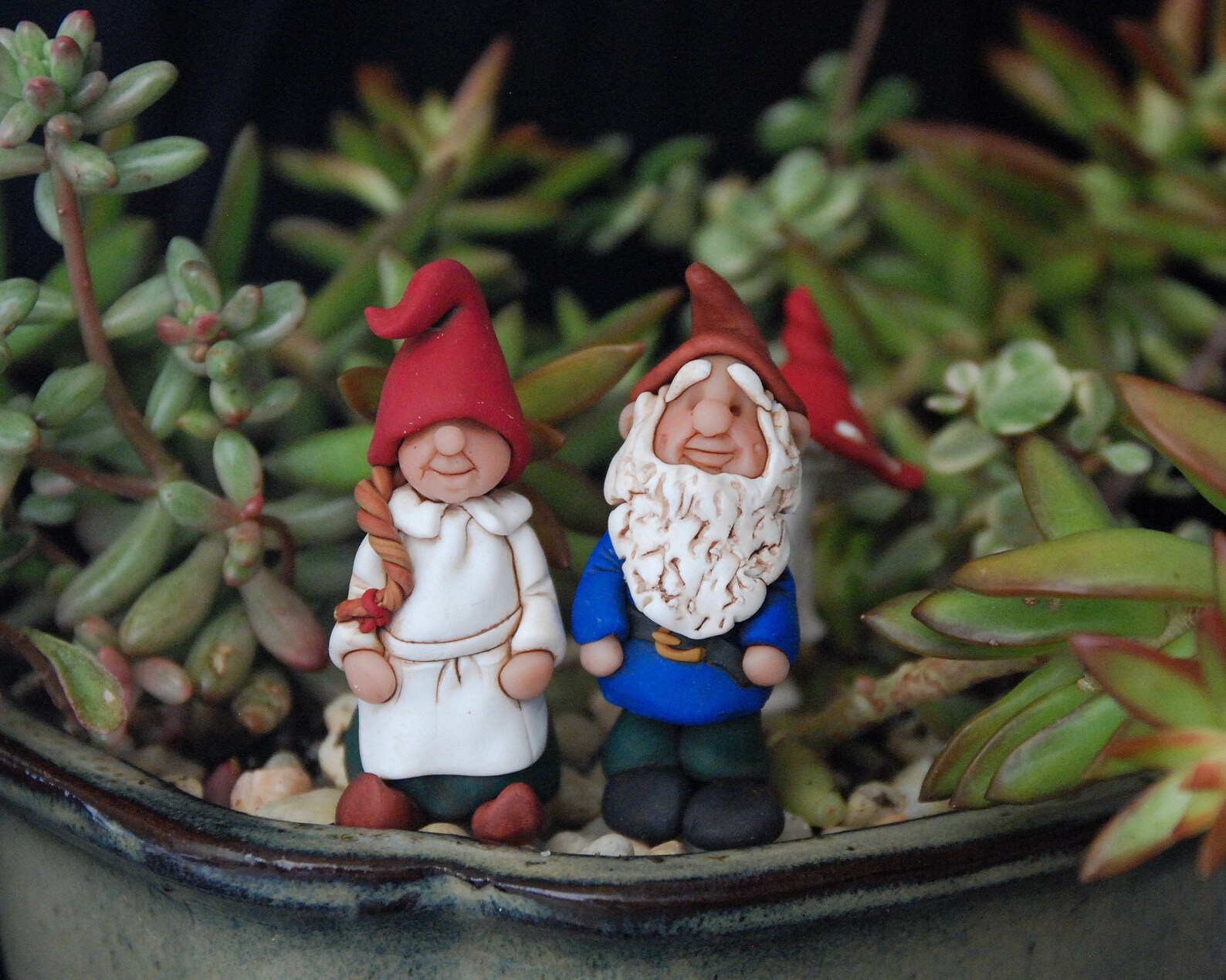 Tuin Kabouter gebeeldhouwd klei Fairy Garden beeldje | Etsy