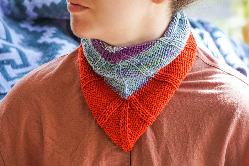 Luxury 100% Cotton Triangle Scarf Knit Bandanna Head Scarf Textured Handmade Crescent Scarf image 1