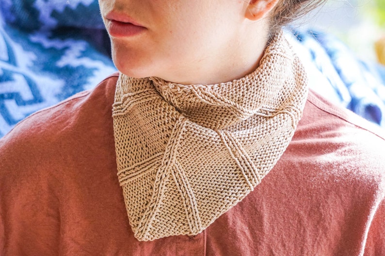 Luxury 100% Cotton Triangle Scarf Knit Bandanna Head Scarf Textured Handmade Crescent Scarf image 3