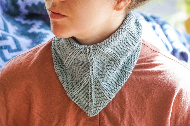 Luxury 100% Cotton Triangle Scarf Knit Bandanna Head Scarf Textured Handmade Crescent Scarf image 2