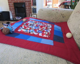 Large Quilted Cat Mat: Handmade Pet Carrier Liner, Cosy Chair Cover.