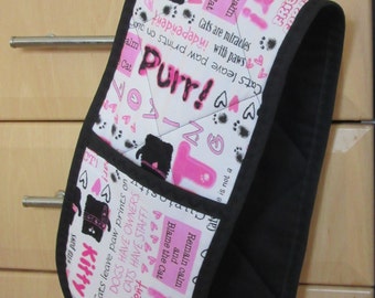 Cat Print Oven Mitts: Quilted Cotton Kitchen Gloves