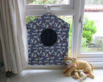 Reversible Toy Storage Bag: Cat Print Nursery Organizer