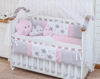 baby girl cot bed bumper set