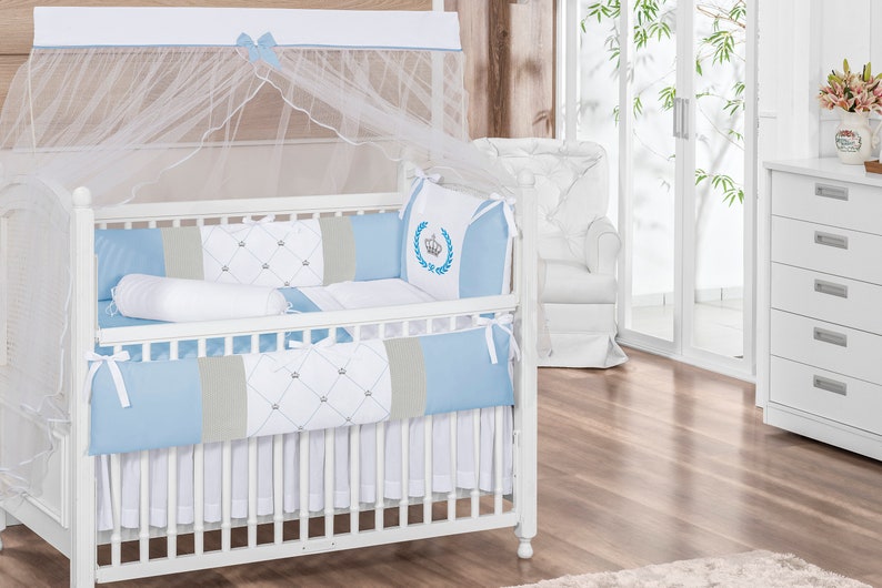 Crown Royal Theme Blue/Gray/White Baby Boy 7pc Nursery ...