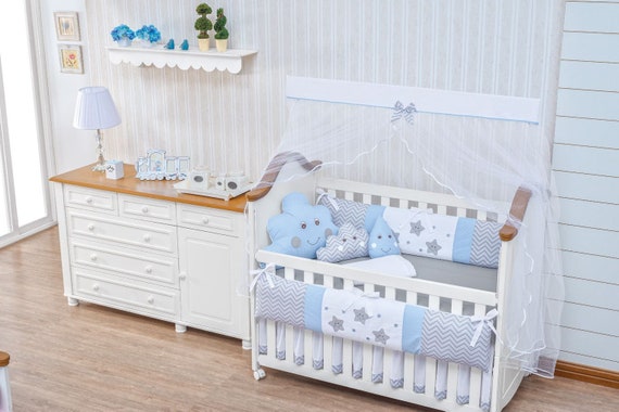 blue baby crib