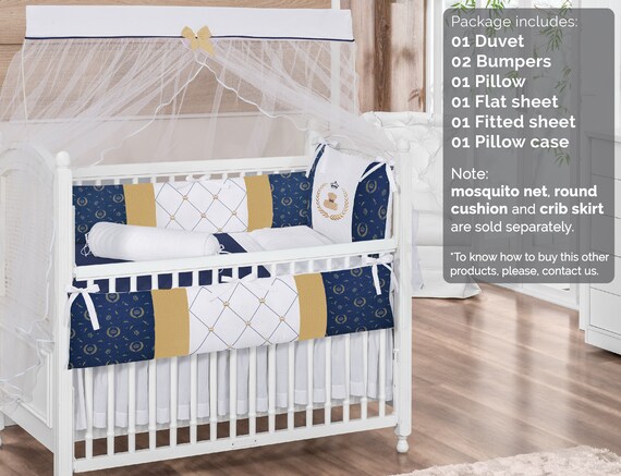 Royal Crown Teddy Bear Theme Navy Blue Gold White Baby Boy 7pc - Navy And Gold Baby Bedding Royal Crown Teddy Bear Theme Navy Blue Gold White Baby Boy 7pc - Navy And Gold Baby Bedding