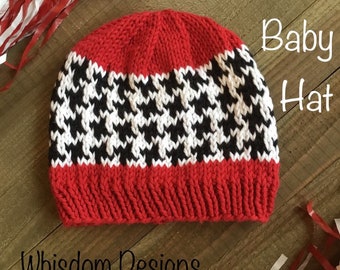 Houndstooth Baby Hat - Pattern Only