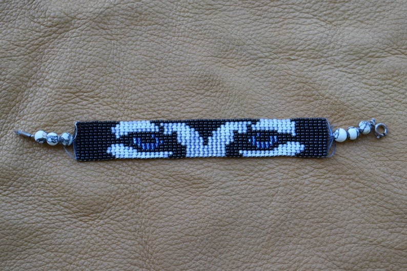 Wolf Eyes Bead Loom Bracelet/Beautiful BlueEyed Wolf Beaded Etsy