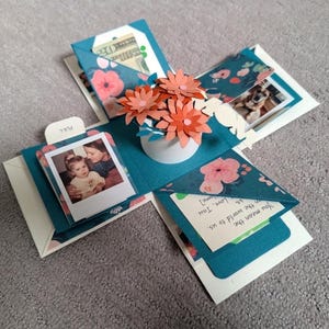 Floral Mother's Day Gift Box • Explosion Box for Mother, GrandMa, Wife, Daughter • Exploding pop up box