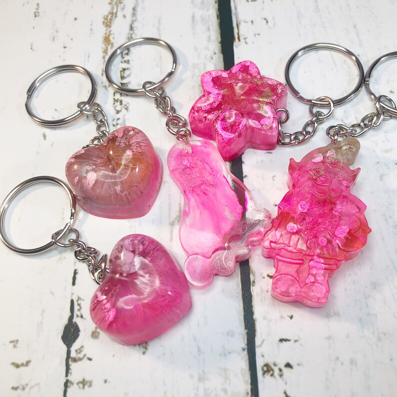 Resin Keychain Keyring Tangerine Orange Floral Key Fob Handbag Charm Zipper Pull Pick Me Up