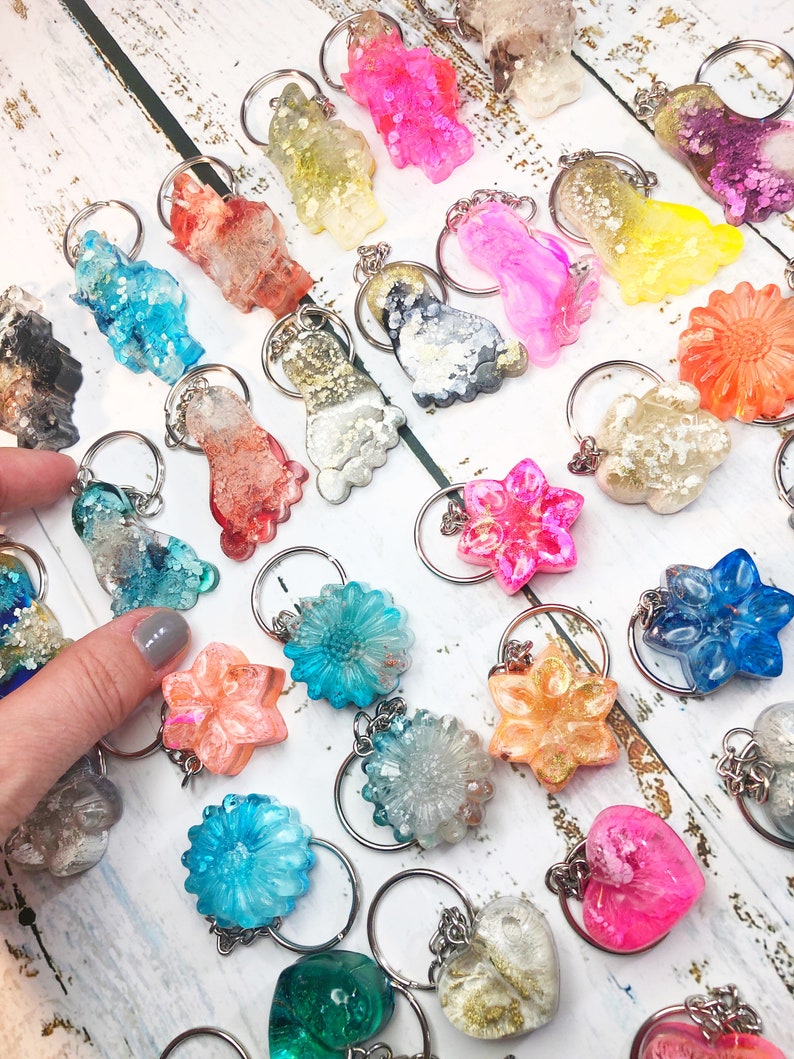 Resin Keychain Keyring Tangerine Orange Floral Key Fob Handbag Charm Zipper Pull Pick Me Up
