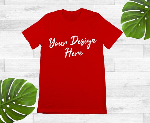 Download Red Plain T-Shirt Mockup Gildan 6400 Anvil Bella And ...