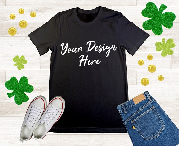 St Patricks Day Black Tee Jersey Bella And Canvas