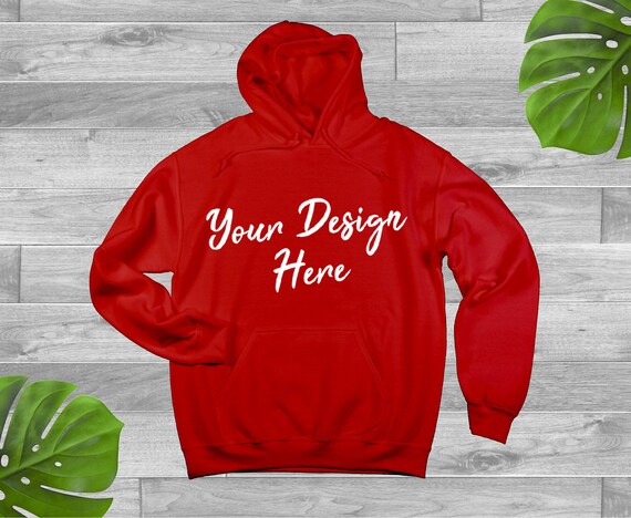 Download Free Plain Red Bright Hoodie Jersey SweaT-Shirt Hooded ...