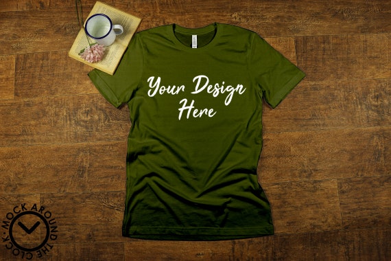 Download Olive Bella And Canvas 3001 Mockup Shirt Mock Up 50000 Free Object Mockups For Branding And Packaging Design PSD Mockup Templates
