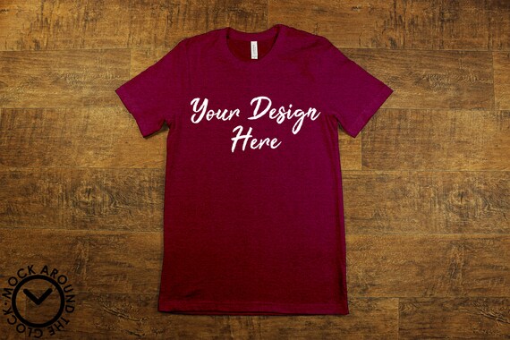 Heather Cardinal Bella And Canvas 3001 Mockup Shirt Mock Up Etsy