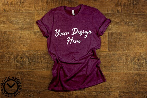 Heather Maroon Bella And Canvas 3001 Mockup Shirt Mock Up Jpeg Etsy