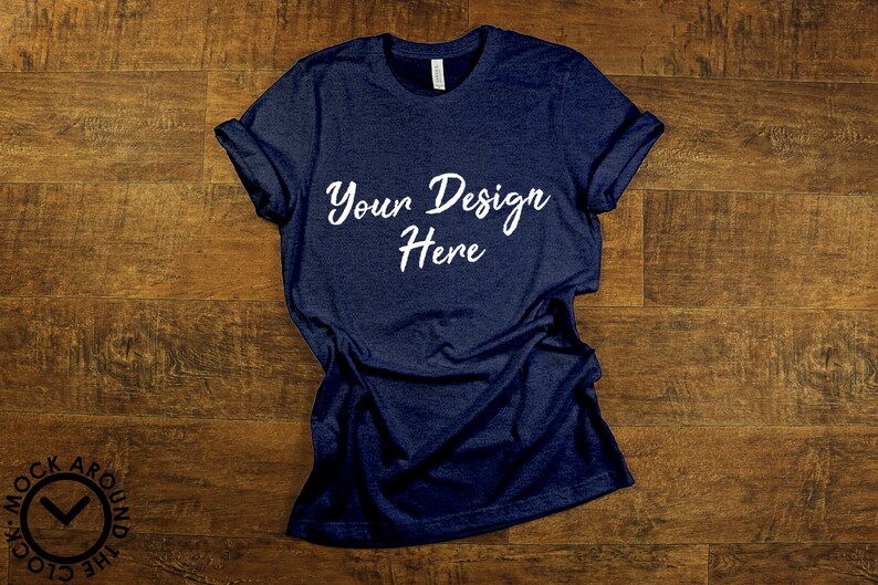 Download HEATHER Midnight NAVY Bella and Canvas 3001 Mockup Shirt ...
