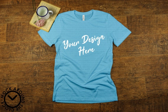 Ocean Blue Bella And Canvas 3001 Mockup Shirt Mock Up Jpeg Etsy