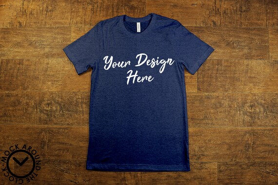 Heather Midnight Navy Bella And Canvas 3001 Mockup Shirt Mock Etsy