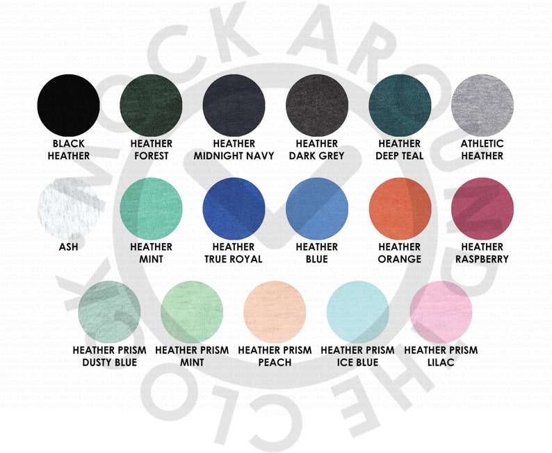 Download Color Chart for PRINTFUL Bella & Canvas 3001 T-shirt ...