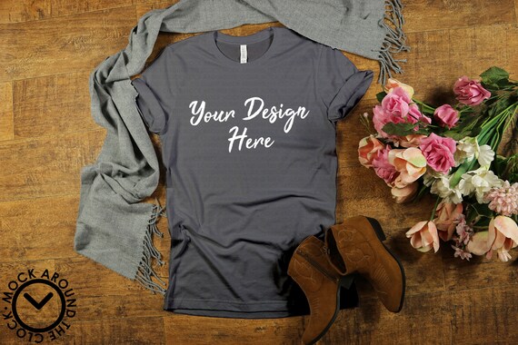 Asphalt Dark Grey Shirt Mockup Jpeg Bella And Canvas 3001 Etsy
