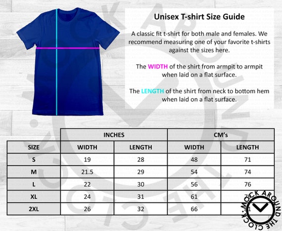 Mens T Shirt Size Chart