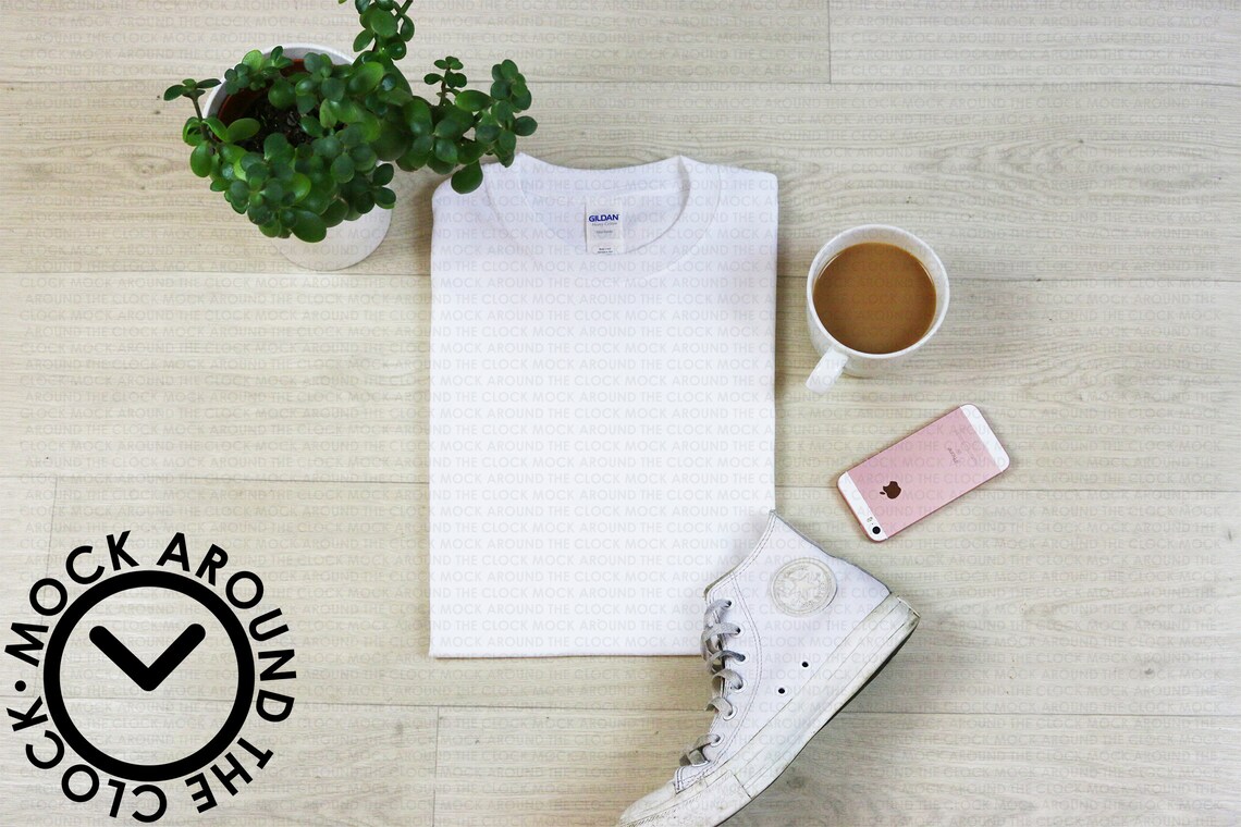 White shirt Folded mockup JPEG Gildan Mockup White Flat ...