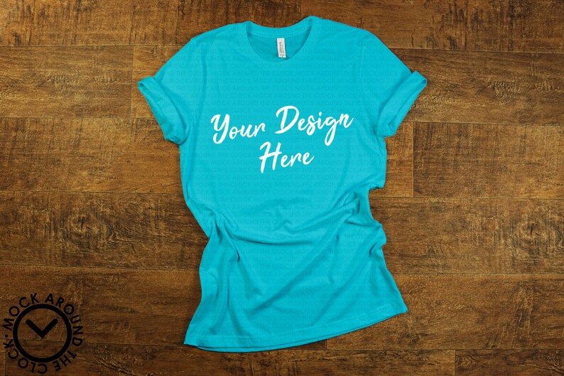 Download TURQUOISE Blue Bella and Canvas 3001 Mockup Shirt Mock Up ...