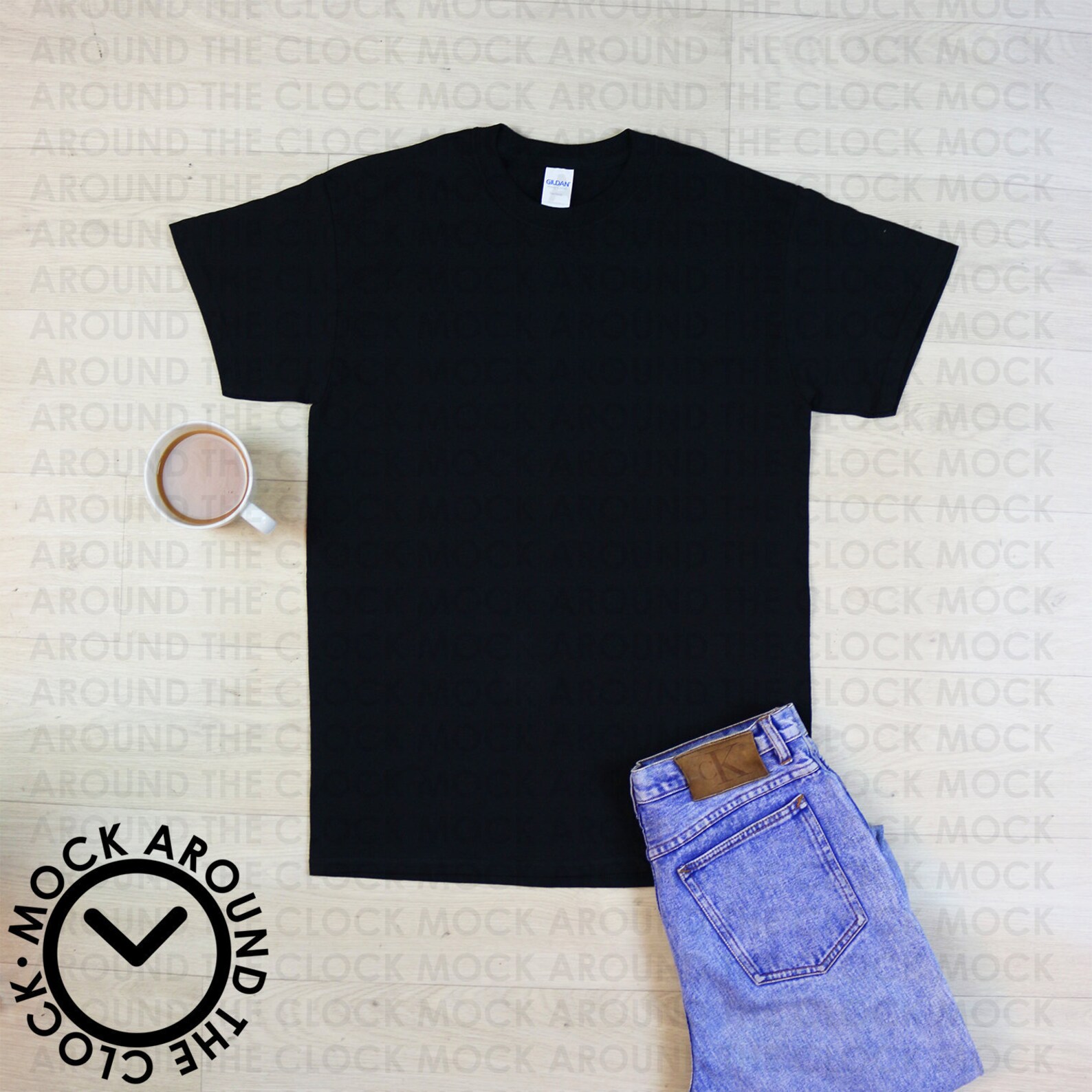 Black shirt mockup JPEG Gildan Mockup Flatlay Flat Lay Etsy