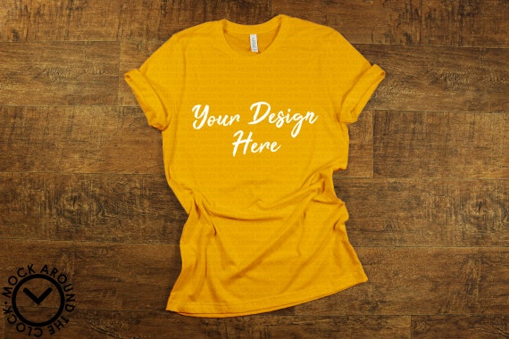 Gold Bella And Canvas 3001 Mockup Shirt Mock Up Jpeg Bright Etsy