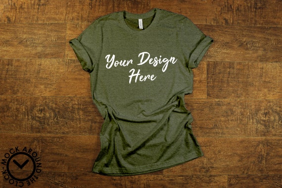 Heather Olive Bella And Canvas 3001 Mockup Shirt Mock Up Jpeg Etsy