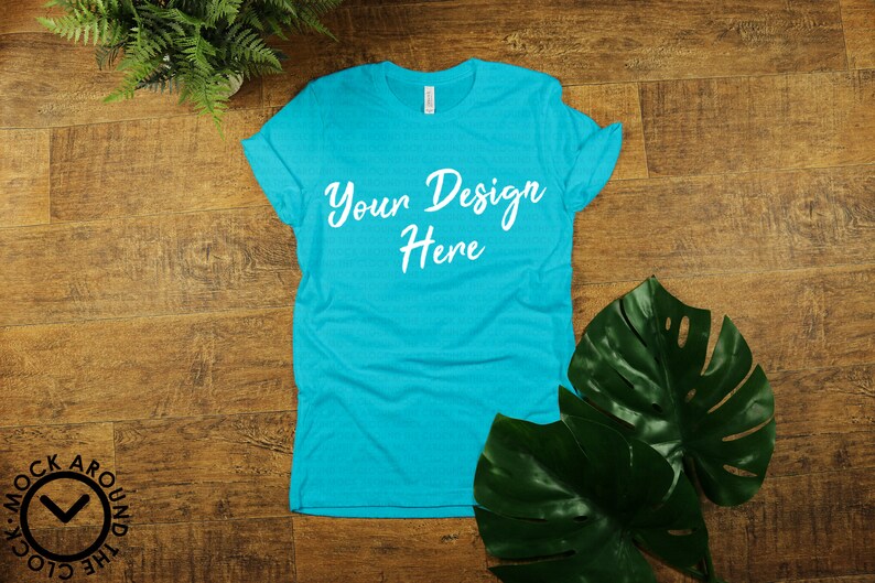 Download TURQUOISE Blue Bella and Canvas 3001 Mockup Shirt Mock Up ...