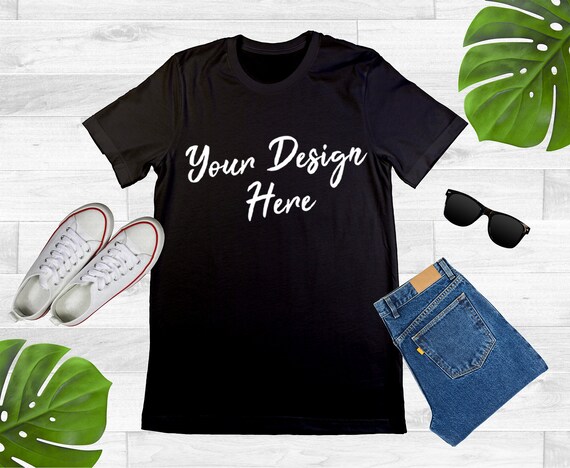 Download Black Plain T Shirt Mockup Gildan 6400 Anvil Bella And Canvas Etsy PSD Mockup Templates