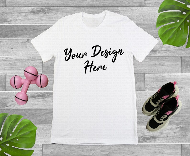 Plain WHITE Gym Fitness Workout T-shirt Mockup Gildan 6400 ...