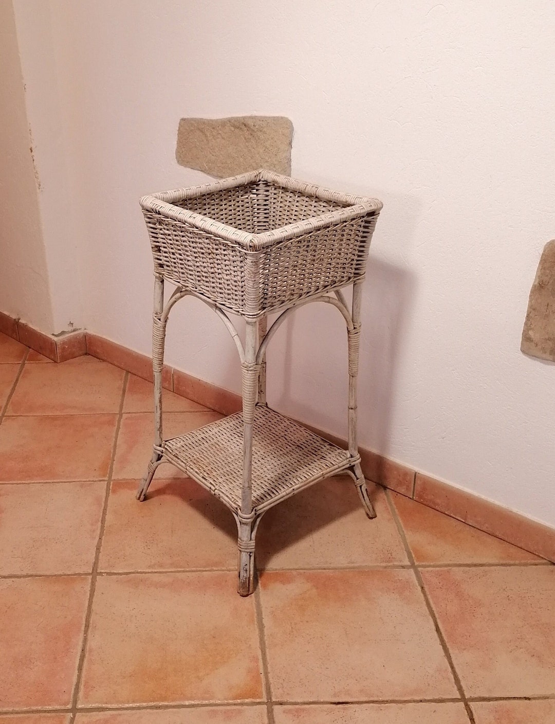 Vintage Wicker Pot Holders, Italian, Pot Stand, Indoor Plant Stand, Flower Pot Holder, Sewing