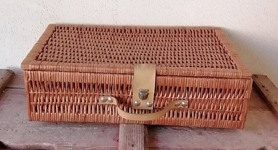 Bag, small vintage wicker suitcase, 60s/70s, Ital… - image 3