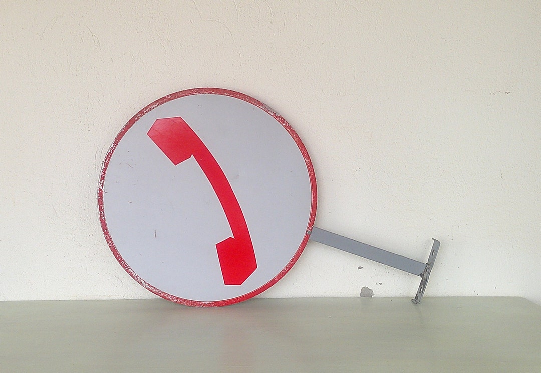 Italian SIP Double-sided Telephone Sign From the 80s, Metal, Red and ...