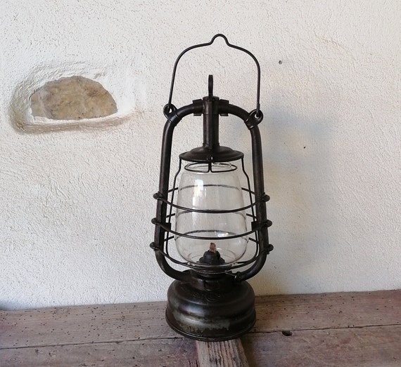 lámpara de queroseno lámpara de hierro objeto de colección decoración de la casa color azul Lámpara de aceite con lámpara de queroseno hurricano 