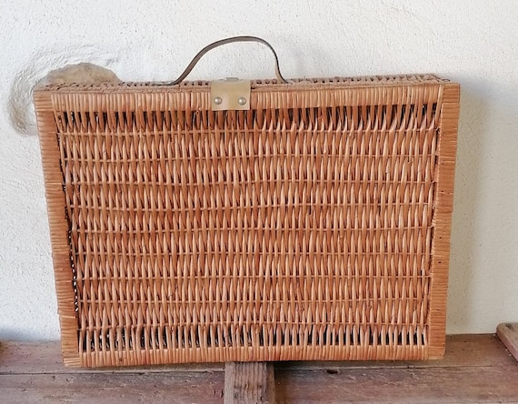 Bag, small vintage wicker suitcase, 60s/70s, Ital… - image 2