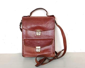 Sac vintage en cuir, bandoulière, fait main, années 70, fabriqué en Italie, accessoires pour hommes
