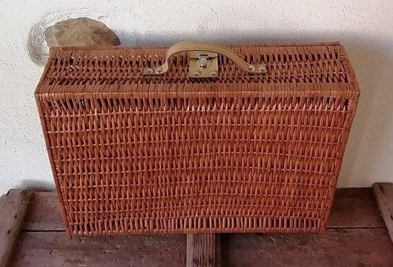 Bag, small vintage wicker suitcase, 60s/70s, Ital… - image 6