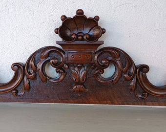 Antique carved wooden frieze, Italian, over door, handmade panel, wall ornament, Victorian pediment