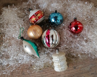 Boules de Noël vintage en verre soufflé décoration d’arbre de Noël italien des années 60, ornements de Noël antiques